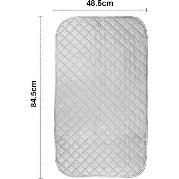 Bärbar isolerad strykmatta - Resvänlig ångstrykningsfilt för hem och resor - Silver, 48 x 85 cm (1 st)