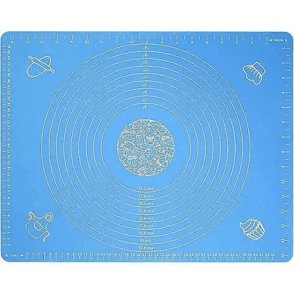 Återanvändbar Non-Stick Bakmatta i Silikon för Fondantdeg, 100% Bisfenol-A (BPA) Fri, med Mått, 50 x 40 cm (Blå)