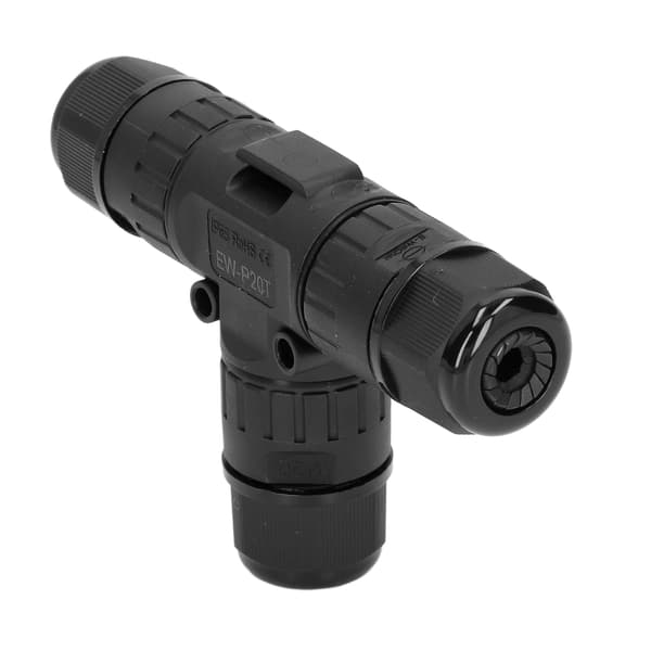 2 STK T Type Tee Samledåse Stik IP68 Vandtæt 450V 16A 9‑12mm 3 Vejs Kabelstik