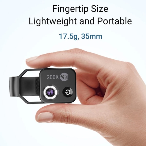 200X Zoom Telefon Minificka Mikroskop med CPL-lins LED-ljus Mobiltelefon Extern lins Bärbar telefonmikroskop Kamera Svart Black