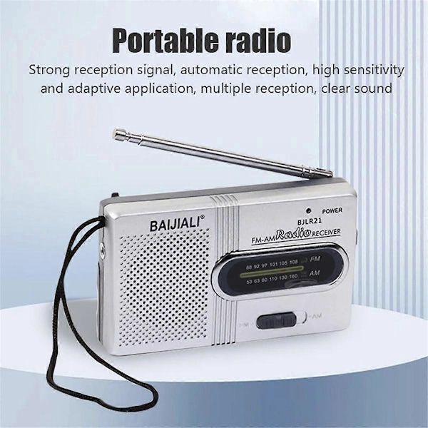 BC-R21 Bärbar Mini AM FM Radio Stereohögtalare