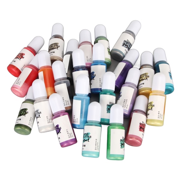 24 farger epoksyharpikspigment flytende epoksyfargeharpiksfargemiddel diamantstøvglitterpigment for små UV-harpiksformer
