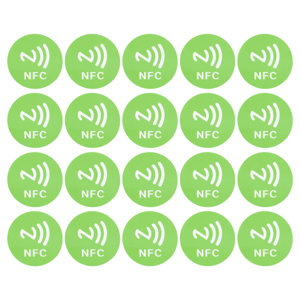 20 STK NFC-klistremerker PET 40 mm lette lesbare skrivbare NFC-etiketter Telefonbaksideklistremerker Grønn
