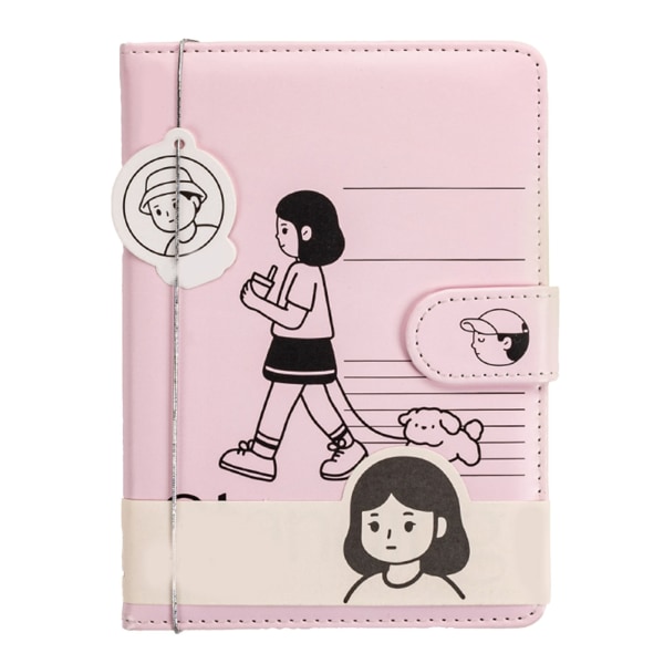 Magnetiskt spänne Notebook Cartoon Scrapbook Dagbok med PU- cover för kvinnor och flickor A5 storlek Rosa