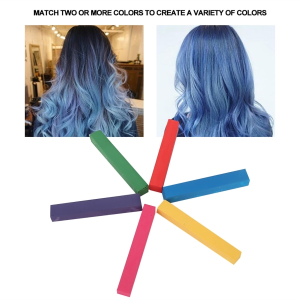 Engangs hårfarve kridt Midlertidig øjeblikkelig hårfarvning Pen Hårdressingsværktøj 6 farver