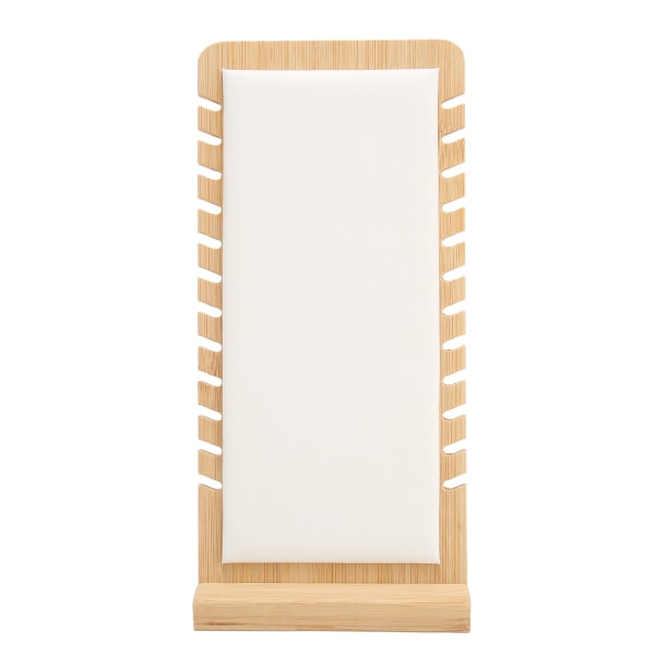 12 Slot Bambus Halskæde Display Stand Hvid PU Panel Lodret Fritstående Smykke Display Holder