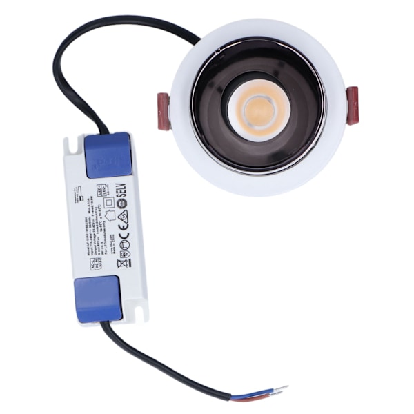 10,5W LED-downlight, varmt lys, COB, justerbar vinkel, dæmpbar downlight med LED-driver til skab, køkken, soveværelse, 220V