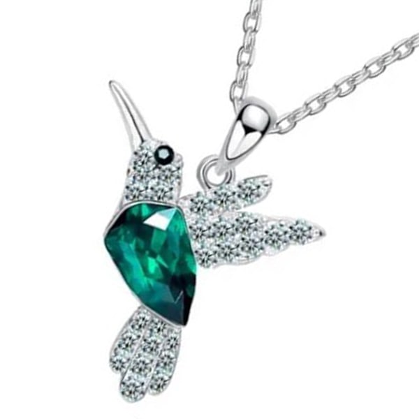 Hummingbird halskjede for kvinner Fasjonable bærbare rhinestone halskjede for fester Grønn