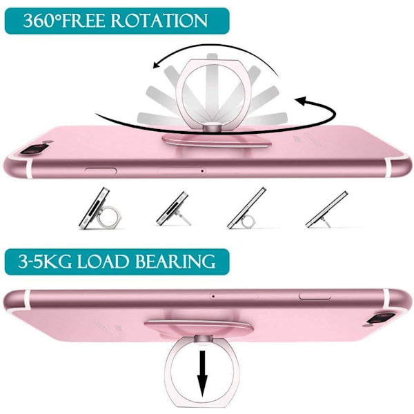 Sølv Finger Ring Telefon Holder Stand Metal 360 graders rotation til iPhone Samsung Galaxy Note Huawei Series