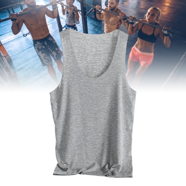 Herr Sleeveless Shirts Sömlös Design Bred Axel Mjuk Andningsbar Snygg Hudvänlig Herr Tank Top för Sport Grå XL