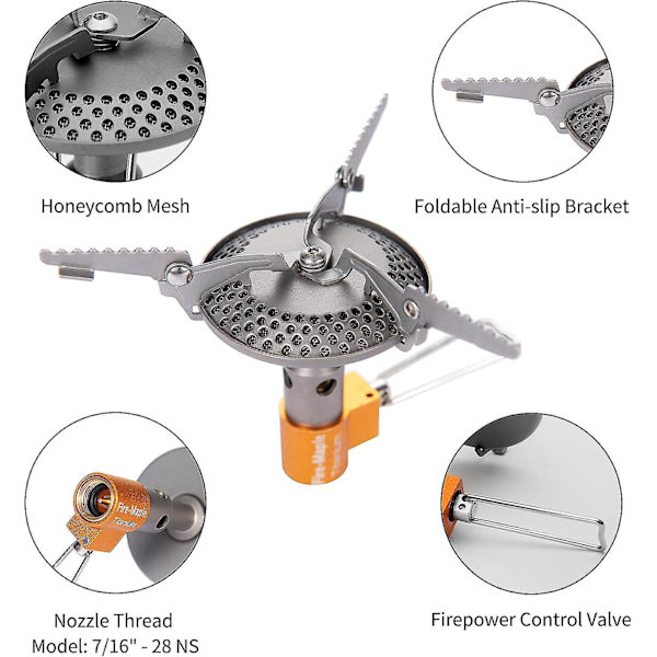 Fire-Maple Mini Titanium gasskomfyr med Piezo-tenning - Ultralett og bærbar for utendørs camping, fotturer og piknik