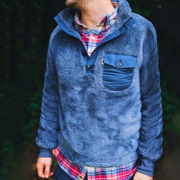 Teddy Bear Fleece Mænds Trøje Trøje Top Blå M