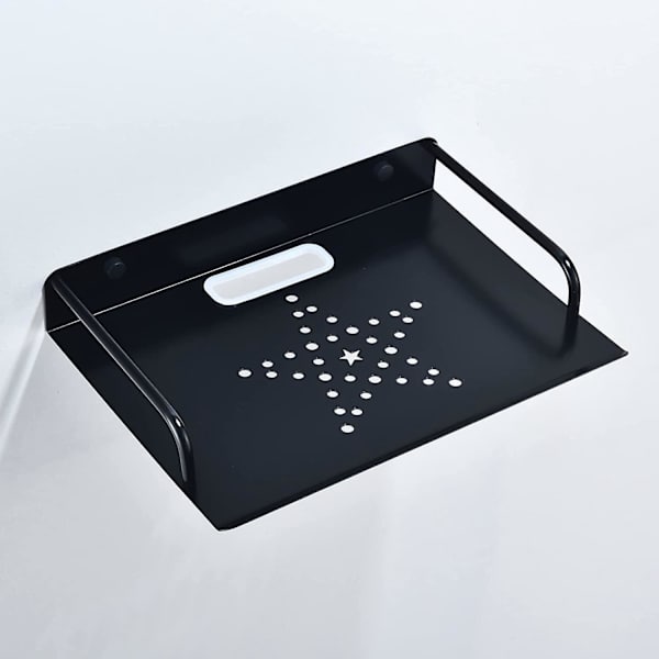 Flytande metallhylla för mediaboxar/Blu-ray-spelare/TV-boxar/högtalare/modem - Svart, väggmontering för liten projektor och 1-delad router