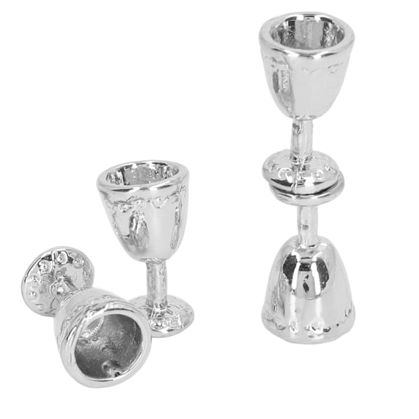 4 st Mini Champagne-glas Simulation Miniatyr Champagne-glas Koppar för 1:12 DockhusSilver