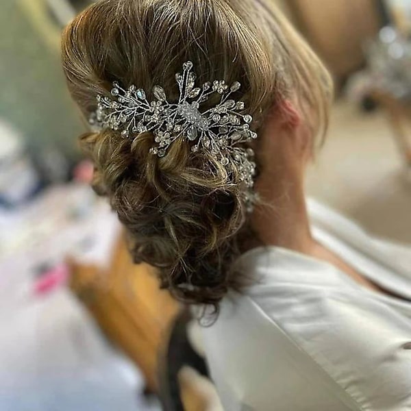 Krystall Bryllupshårpynt med Rhinestones og Blad Elegant Hår Smykker til Bryllup og Fester