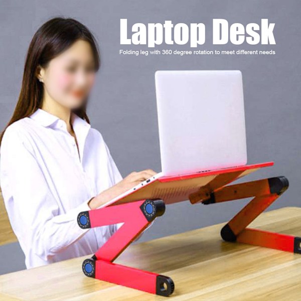 Aluminiumlegeringsseng Foldbar Bærbar Computer Justerbar Computerbord Bord StativRose Rød