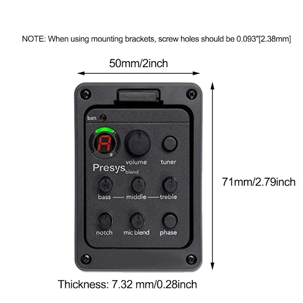 Gitarrförförstärkare EQ Tuner Piezo Pickup Beat Gitarrdelar Tillbehör