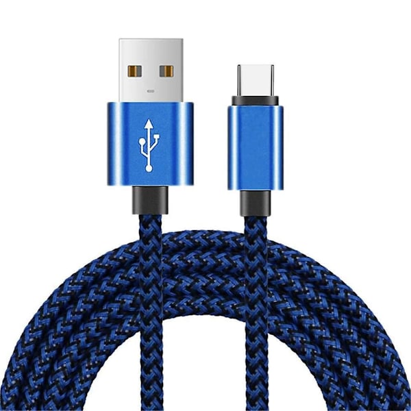 Puhelimen latauskaapeli - 2m punottu nailon USB-kaapeli pikalataukseen - Type-C 2 metrin latausjohto