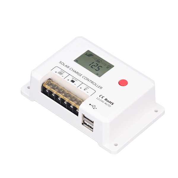 PWM solcellsladdningsregulator 10A IP32-skydd LCD-display 12V/24V automatisk igenkänning för husbilar basstationer