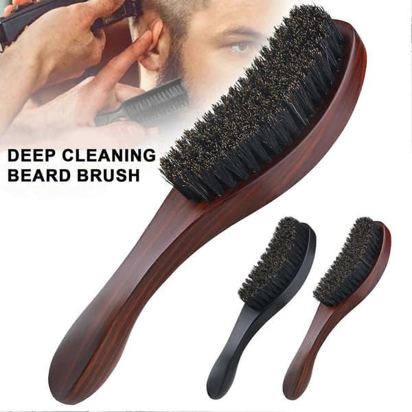 Børste til mænd Styling Træskægbørste Børstehårbørste Skægstylingtilbehør til hjemmesalon og rejser Black