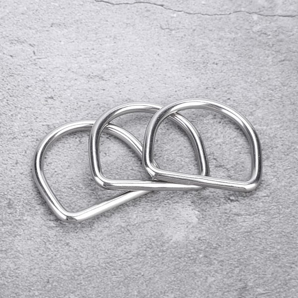 3 stk. rustfrit D-ring i rustfrit stål til vægtbælte, webbing, klatring, dykning (stor)