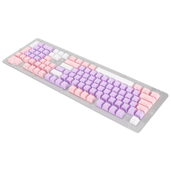Tangentbord Tangentkapslar 107 tangenter Tre färger genomskinliga tecken Arc Layout Mekanisk tangentbord Tangentkapslar Rosa Lila Vit