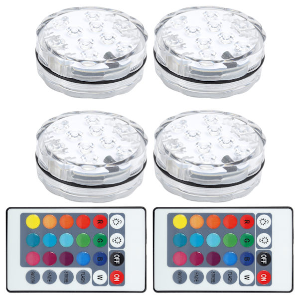 Dykbare LED-lys RGB vandtætte undervandslamper med fjernbetjening til swimmingpoolindretning