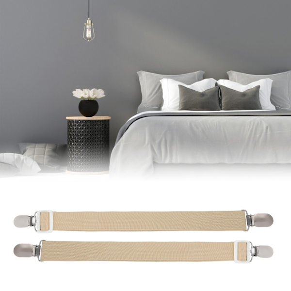 2 stk Multipurpose Sengetøj Clip Stropper Griber Skridsikkert Fasteners Madras Holder (Khaki) Khaki