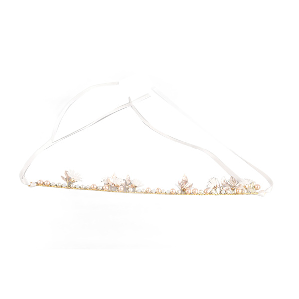 Blommig bröllopsdiadem vit strass falsk pärla glänsande elegant söt brud bröllopshuvudbonad