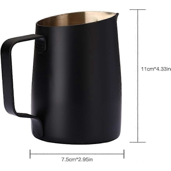 2025 Ny Espresso Mælkeskummer Rustfrit Stål, Kaffe Latte Art Kop 420ML Sort
