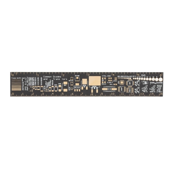 6" multifunktionell PCB linjal - mätverktyg för elektroniska ingenjörer (svart)