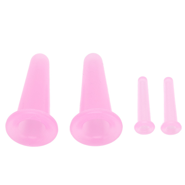 4st set Massageterapikoppar Bekvämt Praktiskt Kompakt Lättvikt Mjukt Flexibelt Rengörbart ansiktsmassageapparat Rosa