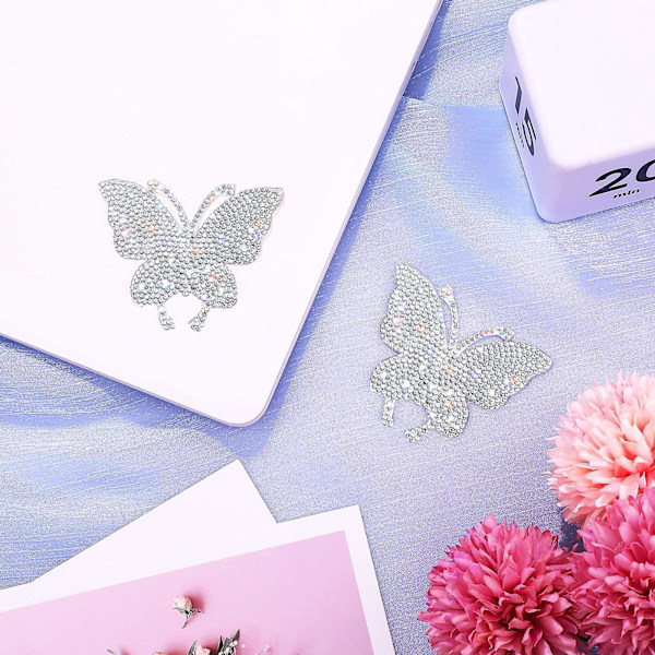 4 stk. Butterfly Krystal Bilstickere Rhinestone Bling Dekaler til Bumper Vinduer Laptops