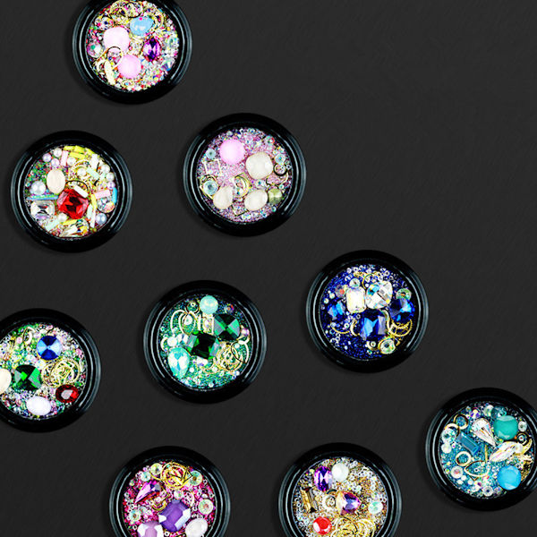Neglekunst Rhinestone Uregelmæssig AB Bor Hul Nitte Perler Mærkat DIY Manicure Værktøj G172