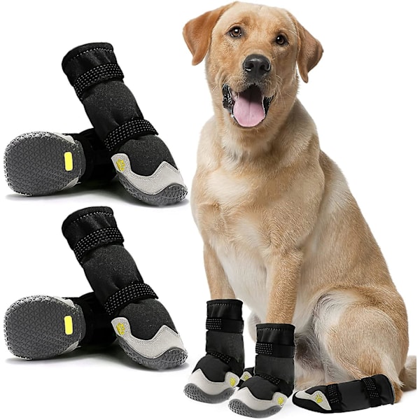 Dog Boots - Thermal Long Tube, Breathable Microfiber Leather, Rubber Sole (Size 6)