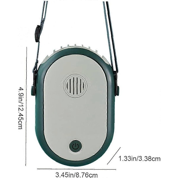 Kaulassa riippuva tuuletin, puettava henkilökohtainen mini-jäähdytyskaulakorutuletin, handsfree, 2000 mAh, vihreä, tuuletin