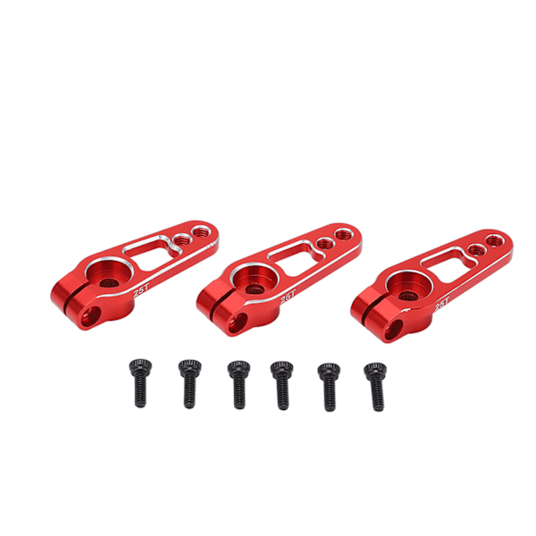 3 st/set 25T Styrservoarmar för 1/10 Fjärrkontrollbil Aluminiumlegering Servoarm Röd
