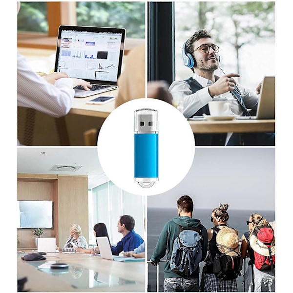 2-pack 64GB USB 3.0 Flash Drive Hög Hastighet 64G USB-minne Minnessticka Jump Drive 64G USB-enhet Zip Drive för PC-laptops, surfplattor, TV-apparater, bilstereo (Blå)