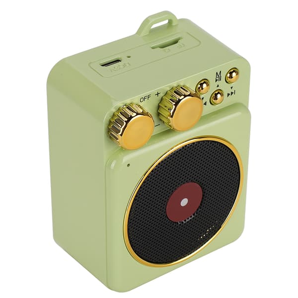 DC 3.7V Retro Bluetooth 5.0-högtalare med smart ljudröstutsändning för MP3 / TF-kortGrön