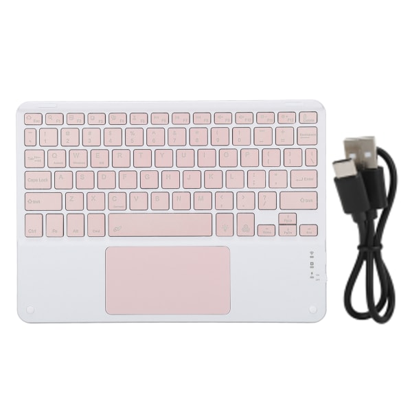 Langaton näppäimistö kosketuslevyllä Quadrate Keycap Ultra ohut 10 tuuman langaton näppäimistö RGB-taustavalolla kotitoimiston vaaleanpunaiselle