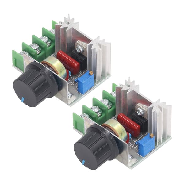 2 STK 2000W 220V AC SCR Spenningsregulator Justerbar Motorhastighetskontrollmodul Knottpotensiometer