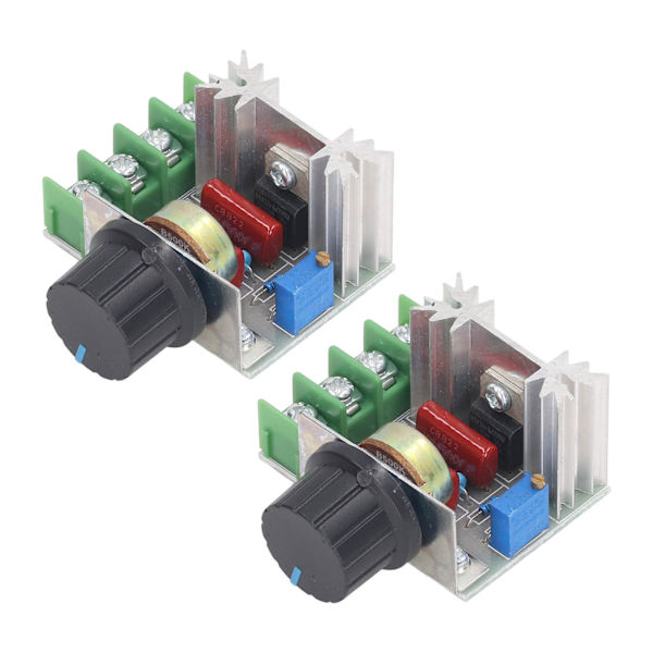2PCS 2000W 220V AC SCR Spänningsregulator Justerbar Motorhastighetskontrollmodul Vridpotentiometer
