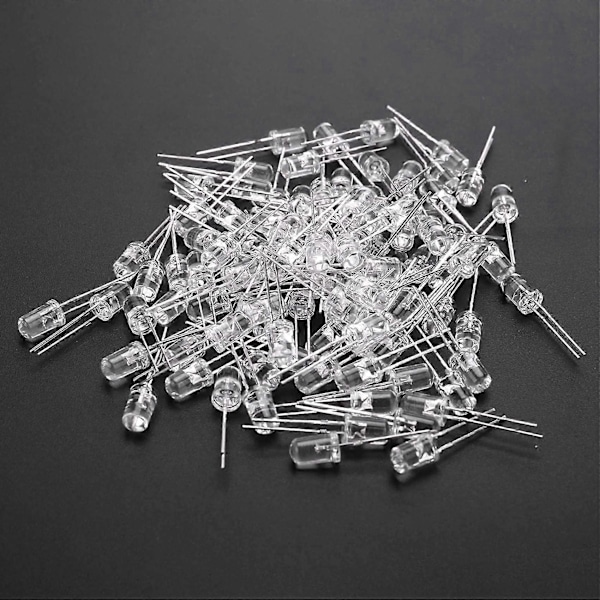Chanzon 100 stk. 5mm Varm Hvid LED Diode Lys (Klar Rund Transparent 3000K DC 3V 20mA) Super Lysende Pærer Lamper Elektroniske Komponenter Lig