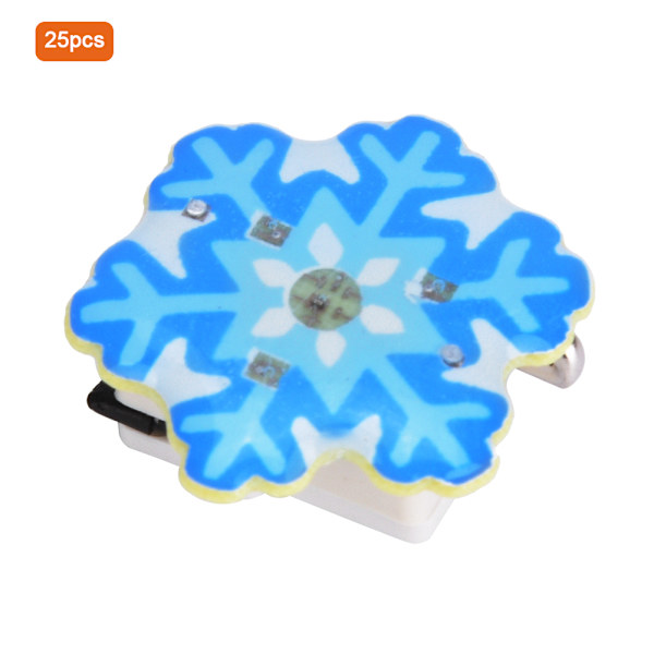 25 stk. Nytårs- og Juletema LED Lysende Broche Nål Badge Party Favors DIY Dekoration Blå Snefnug