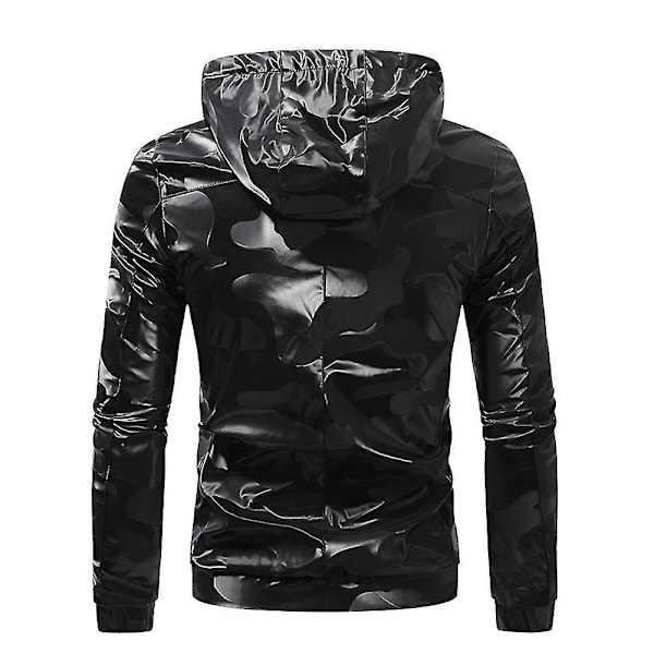 Vindafvisende Camouflage Sportsjakke med hætte til mænd XS Sort
