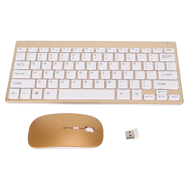 Smart Wireless Keyboard Mouse Kit Hiljainen LED-ilmaisin Vedenpitävä Power Kompakti Näppäimistö Set Office Goldille