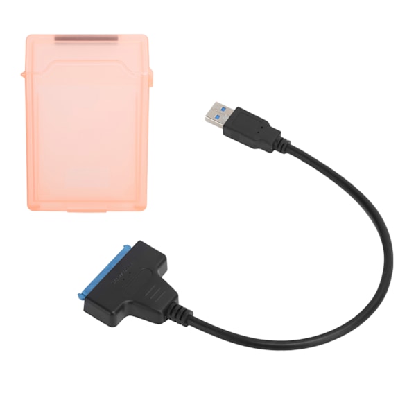 Harddiskadapterkabel 2,5 tommer SATA USB3.0 HDD/SSD konverterkabel med beskyttelsesboks rød