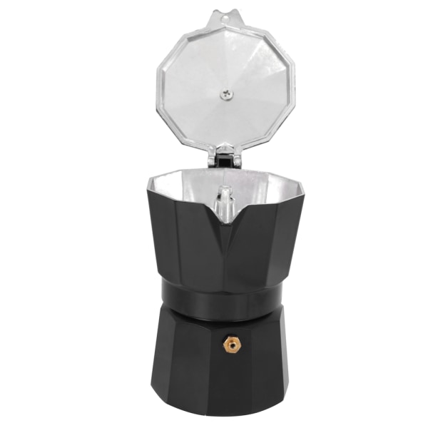 300ML 6-kopps kapasitet aluminium kaffemaskin Moka Pot Tilbehør for kontor hjemmebruk Svart