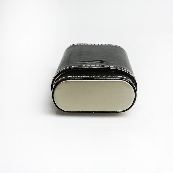 Portabel Läder Mini Cigarrlåda med Cedar Humidor - Rymmer 3 Cigarrer, Inkluderar Sax