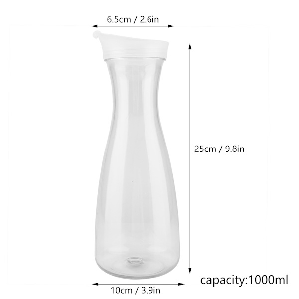 1000 ml akryl gennemsigtig saftflaske Vandkande Iskold saftkande med låg til bar hjemmebrug
